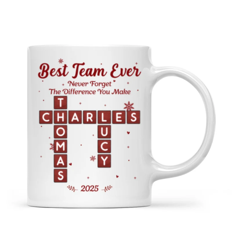 Best Team Ever Crossword Puzzle Art - Personalized Mug - Gift For Coworkers, Colleagues - Image 9
