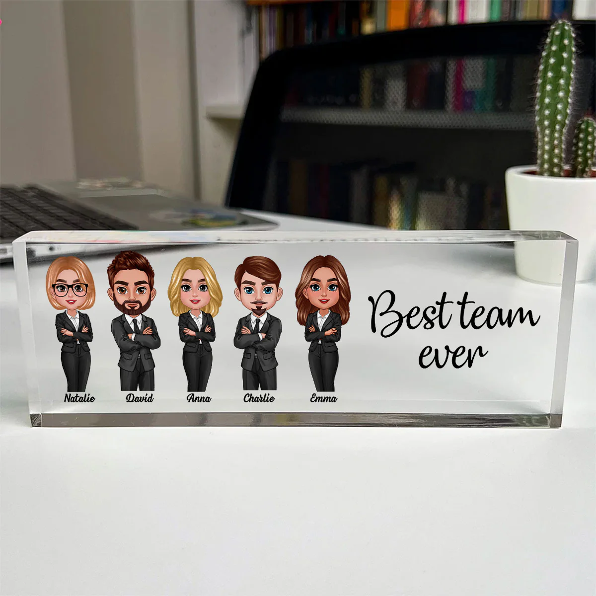 Best Team Ever Personalized Acrylic Desk Name Plate, Gift For Colleagues, Coworkers, Boss - Image 5