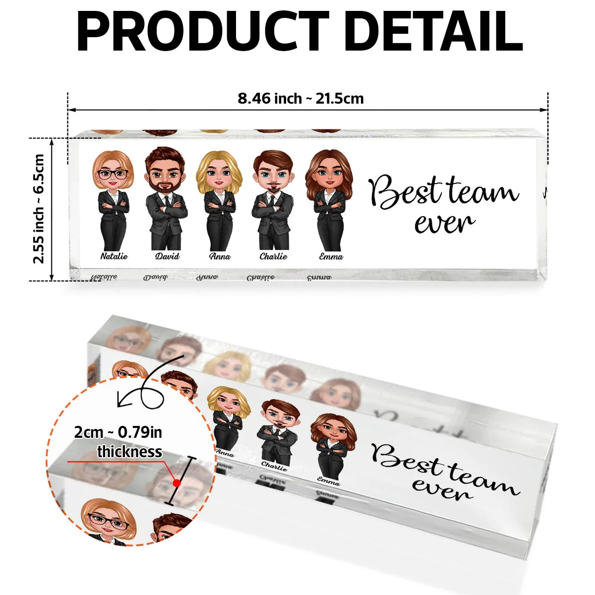Best Team Ever Personalized Acrylic Desk Name Plate, Gift For Colleagues, Coworkers, Boss - Image 7