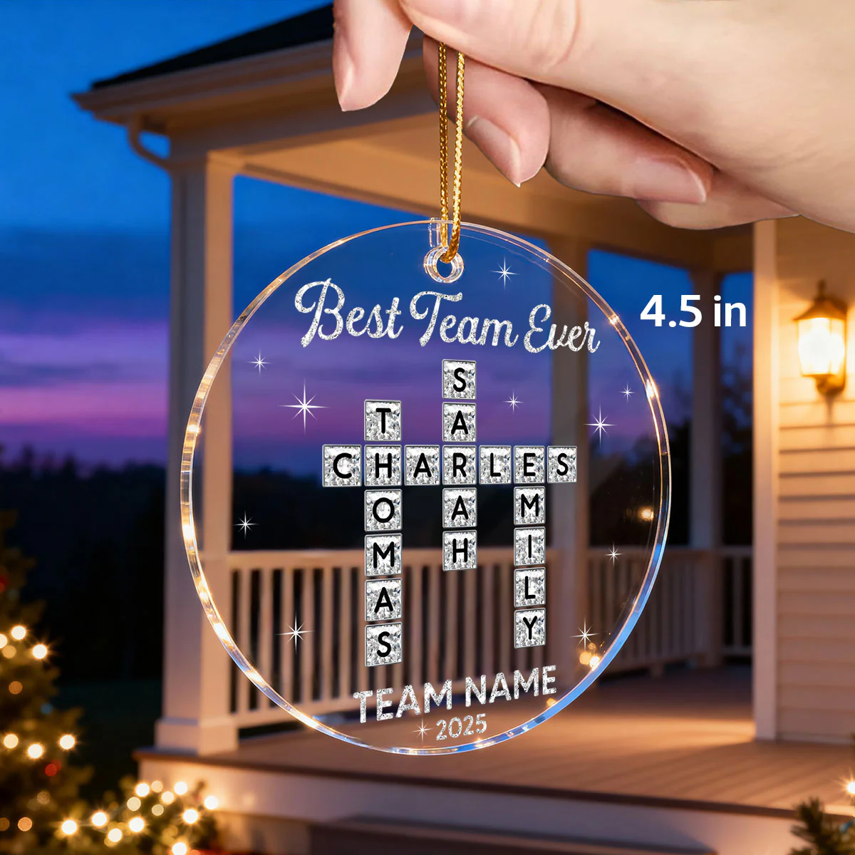 Best Team Ever Shining Effect Crossword Puzzle - Personalized Acrylic Ornament - Coworkers, Colleagues Gift Exchange - Image 2