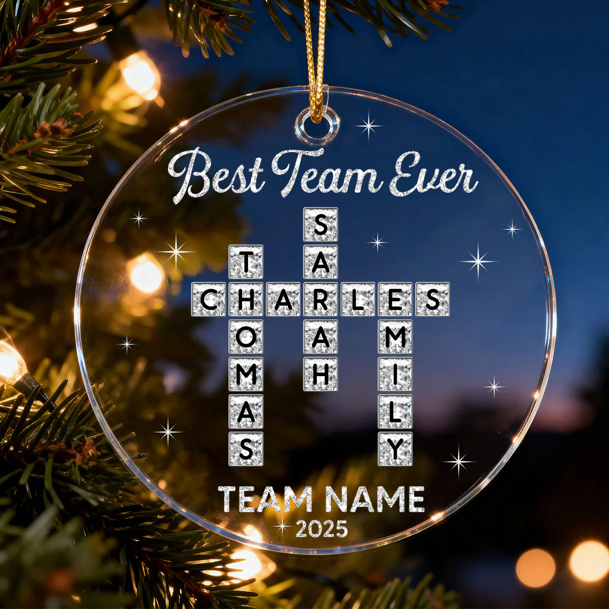 Best Team Ever Shining Effect Crossword Puzzle - Personalized Acrylic Ornament - Coworkers, Colleagues Gift Exchange - Image 4
