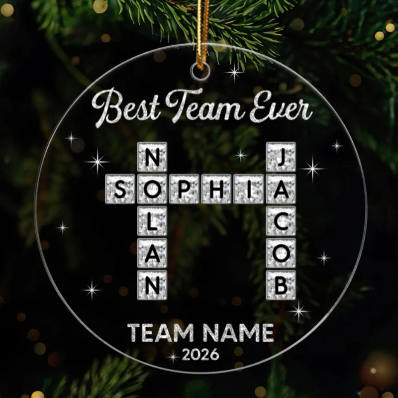 Best Team Ever Shining Effect Crossword Puzzle - Personalized Acrylic Ornament - Coworkers, Colleagues Gift Exchange - Image 8