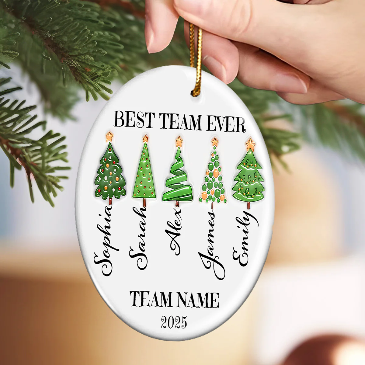 Best Team Ever Work Team Member - Personalized Ceramic Ornament - Corporate Gift Exchange - Image 2