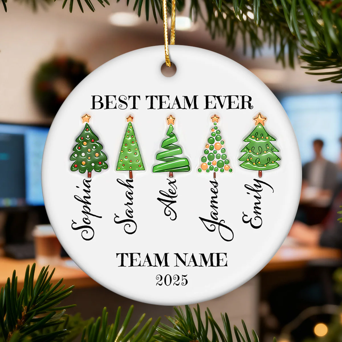 Best Team Ever Work Team Member - Personalized Ceramic Ornament - Corporate Gift Exchange - Image 3