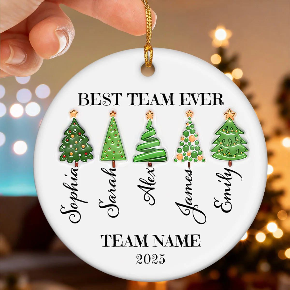 Best Team Ever Work Team Member - Personalized Ceramic Ornament - Corporate Gift Exchange - Image 4