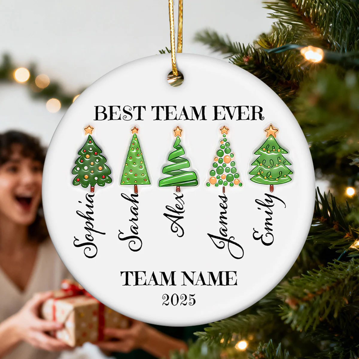 Best Team Ever Work Team Member - Personalized Ceramic Ornament - Corporate Gift Exchange - Image 5