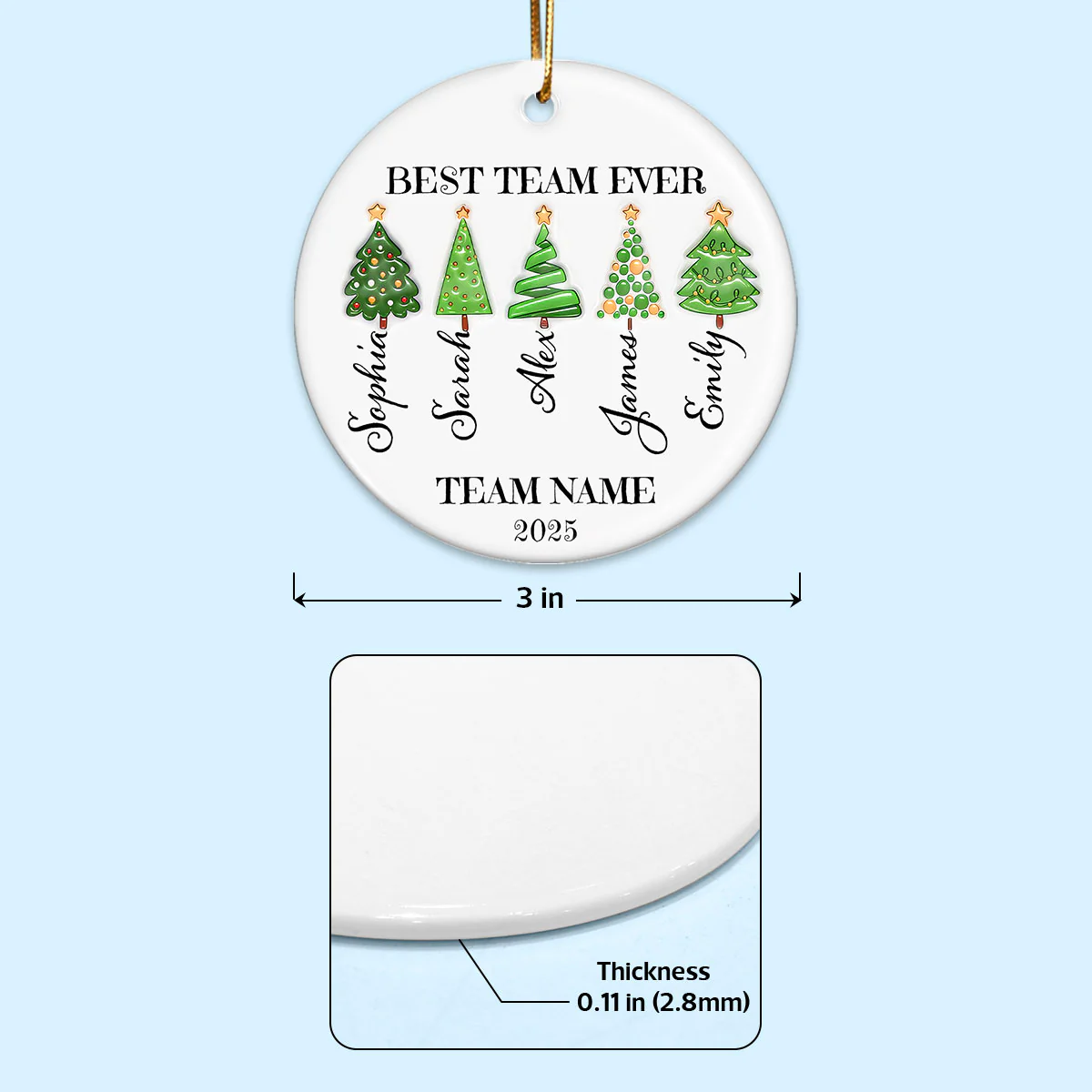 Best Team Ever Work Team Member - Personalized Ceramic Ornament - Corporate Gift Exchange - Image 7