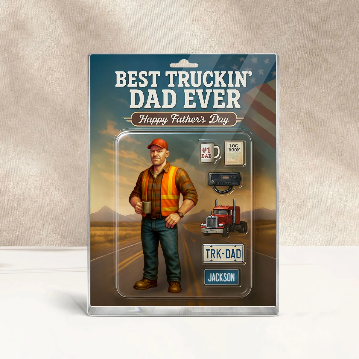 Best Truckin' Dad Ever Custom Action Figure Personalized Acrylic Block Plaque, Gift for Trucker Dads - Image 10