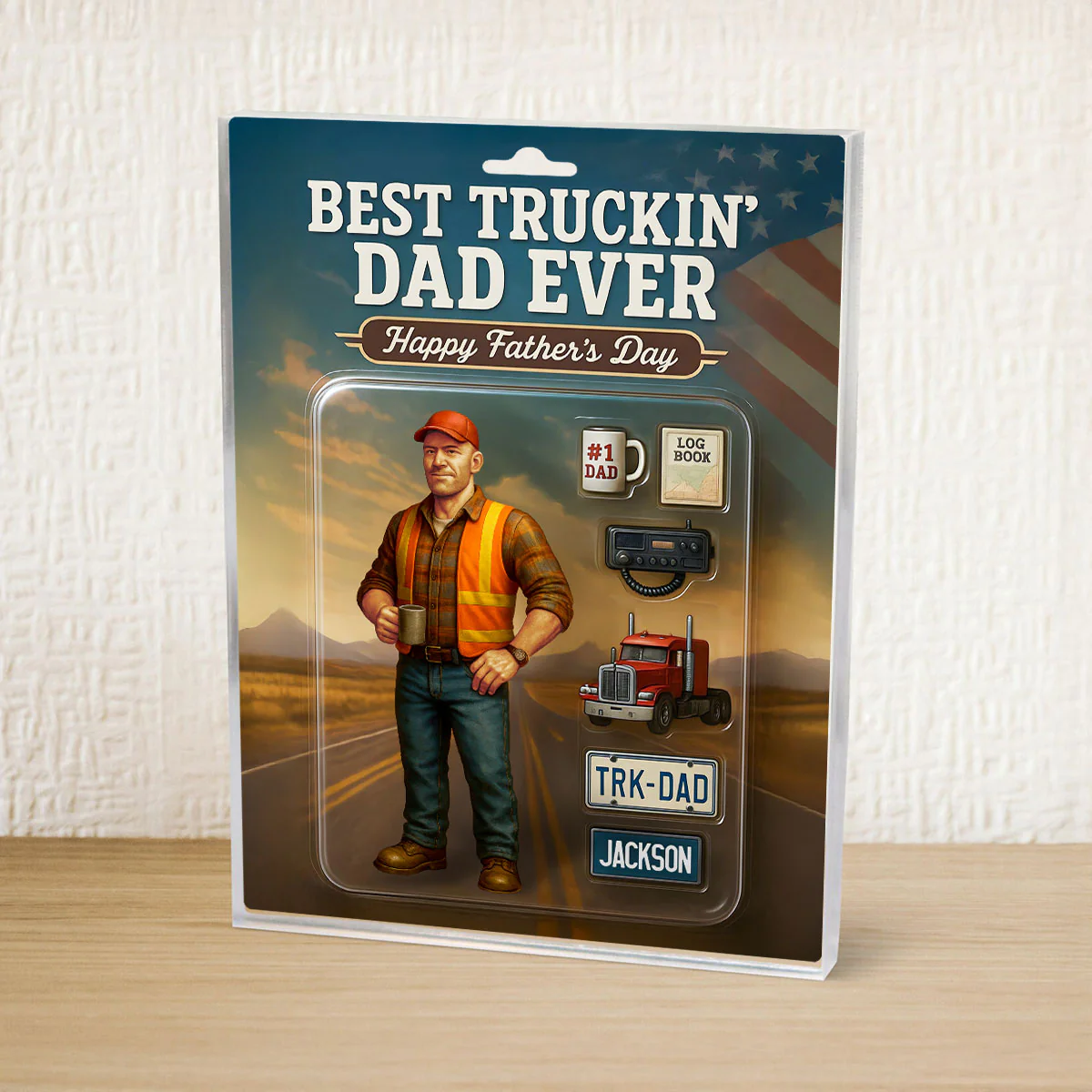 Best Truckin' Dad Ever Custom Action Figure Personalized Acrylic Block Plaque, Gift for Trucker Dads - Image 7
