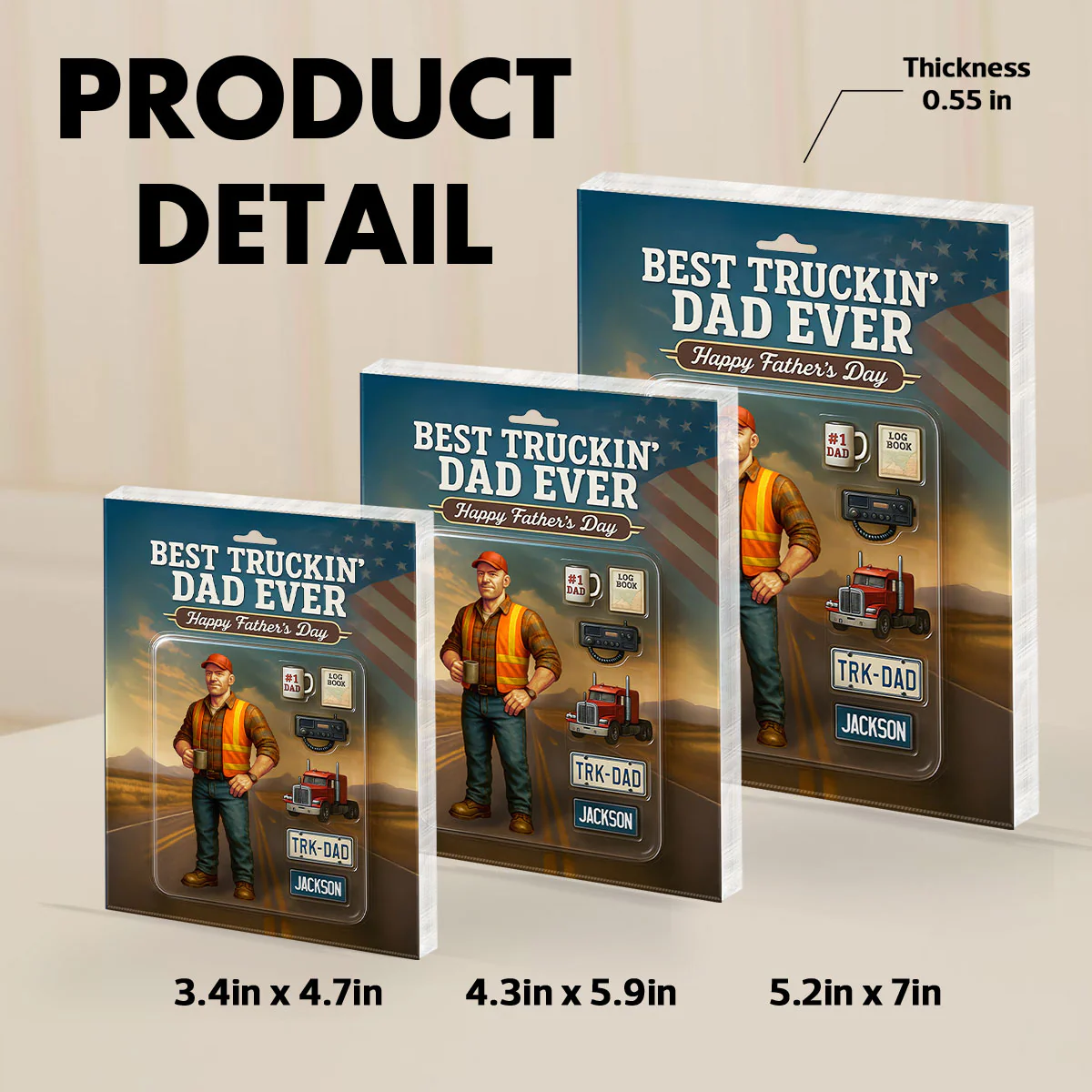 Best Truckin' Dad Ever Custom Action Figure Personalized Acrylic Block Plaque, Gift for Trucker Dads - Image 8