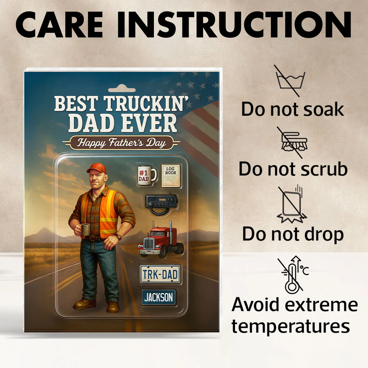Best Truckin' Dad Ever Custom Action Figure Personalized Acrylic Block Plaque, Gift for Trucker Dads - Image 9