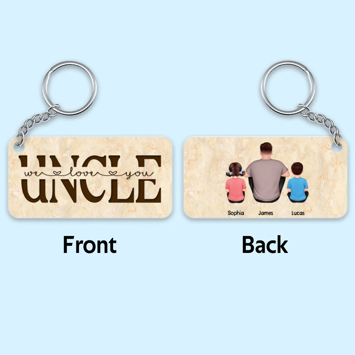 Best Uncle Ever Back View Man Kids Dog Cat Personalized Acrylic Keychain - Image 4