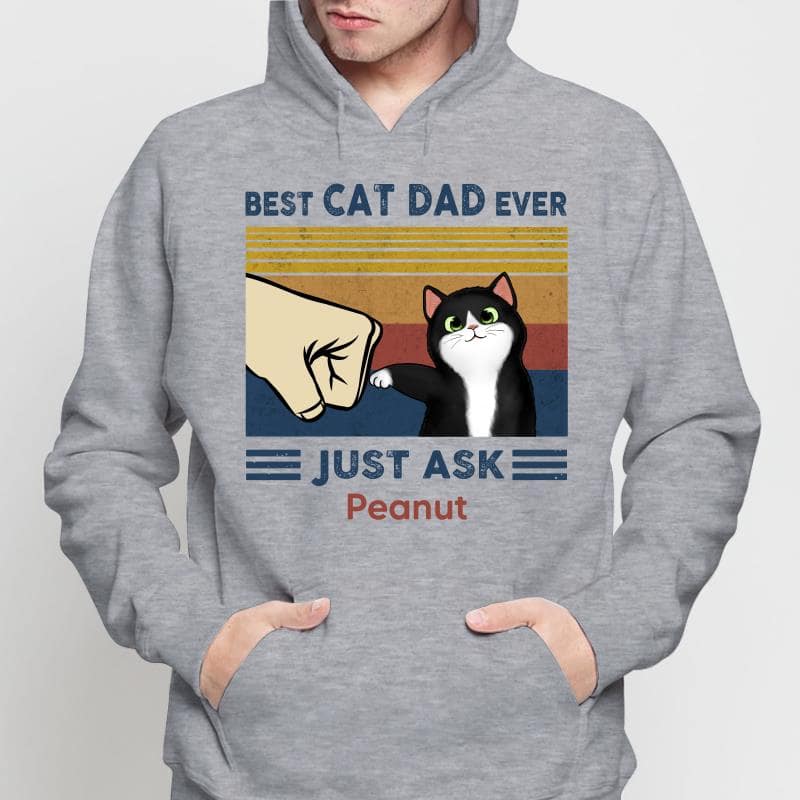 Perfect Gift for Cat Dads - Custom Cat Fist Bump - Personalized Shirt - Perfect Gift for Cat Dads - Image 4