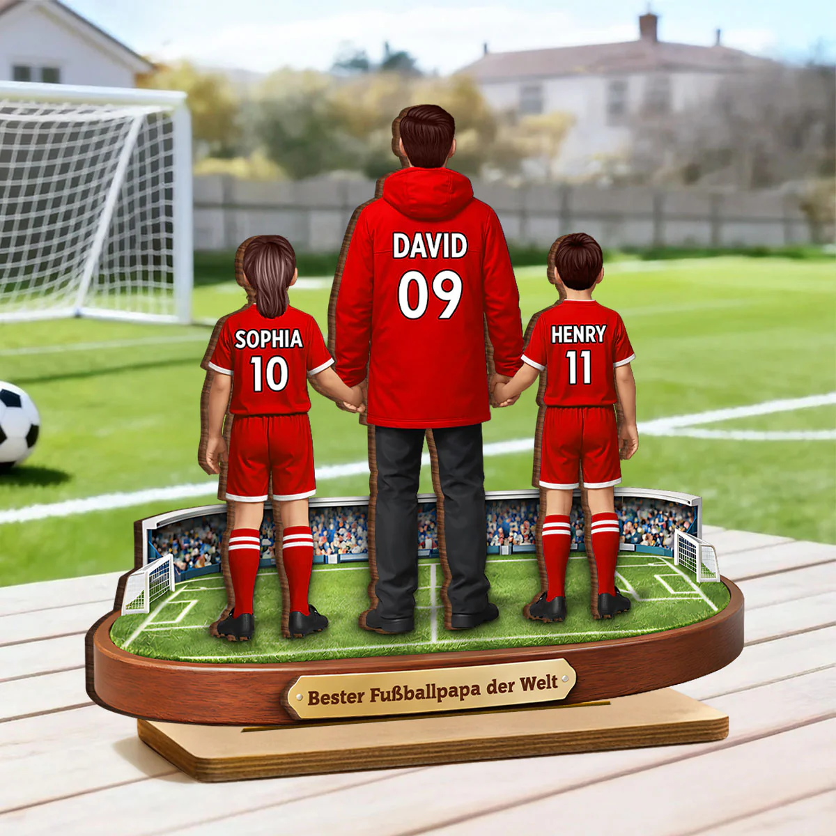 Bester Fußballpapa der Welt - Personalisiertes 2-lagiges Holz-Aufsteller – Vatertagsgeschenk für Fußballpapas, Geschenk für Ehemänner - Image 2