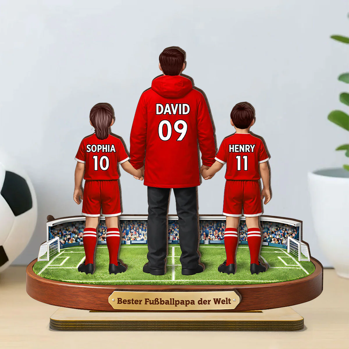Bester Fußballpapa der Welt - Personalisiertes 2-lagiges Holz-Aufsteller – Vatertagsgeschenk für Fußballpapas, Geschenk für Ehemänner - Image 3