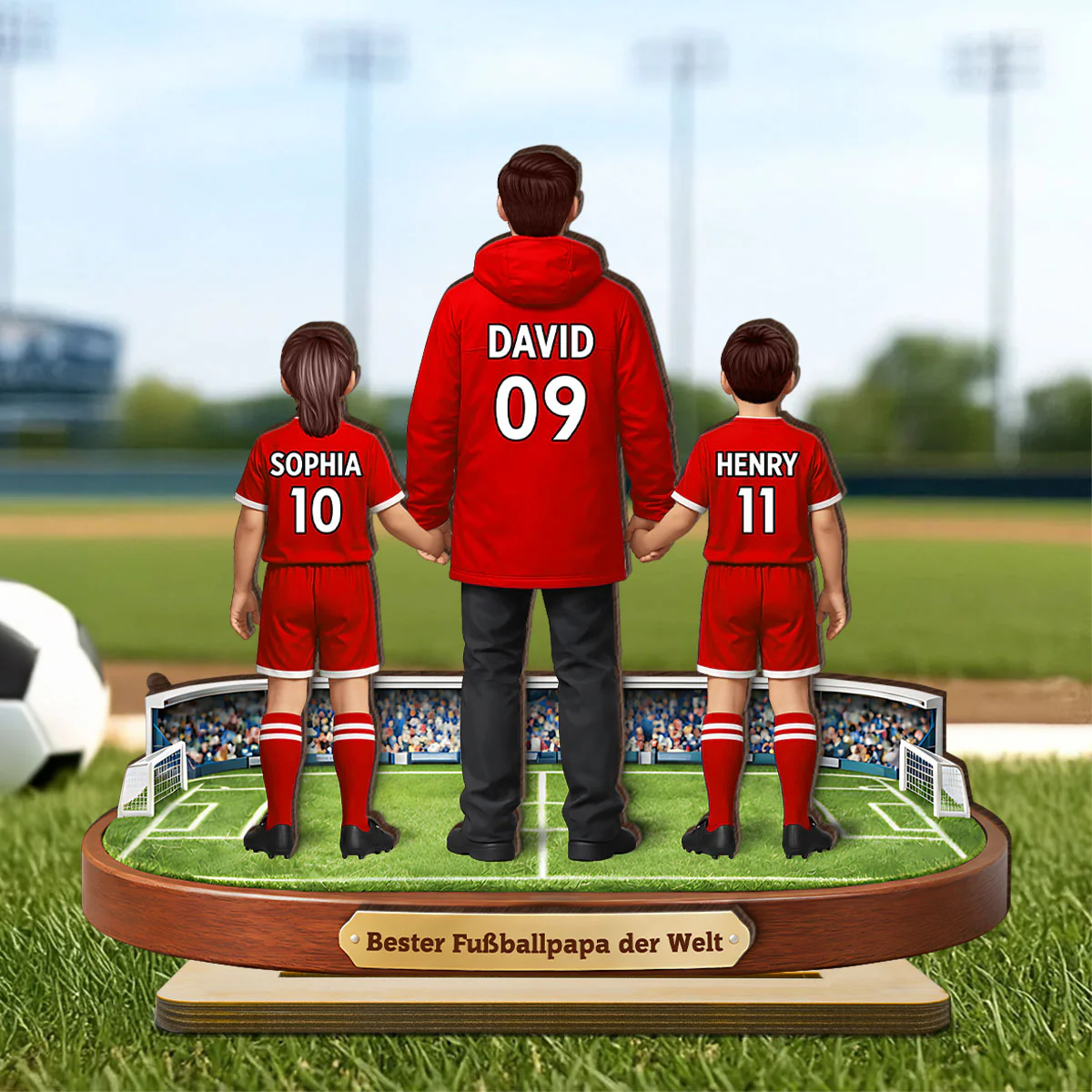 Bester Fußballpapa der Welt - Personalisiertes 2-lagiges Holz-Aufsteller – Vatertagsgeschenk für Fußballpapas, Geschenk für Ehemänner - Image 4