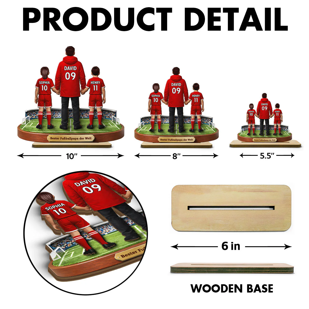 Bester Fußballpapa der Welt - Personalisiertes 2-lagiges Holz-Aufsteller – Vatertagsgeschenk für Fußballpapas, Geschenk für Ehemänner - Image 7