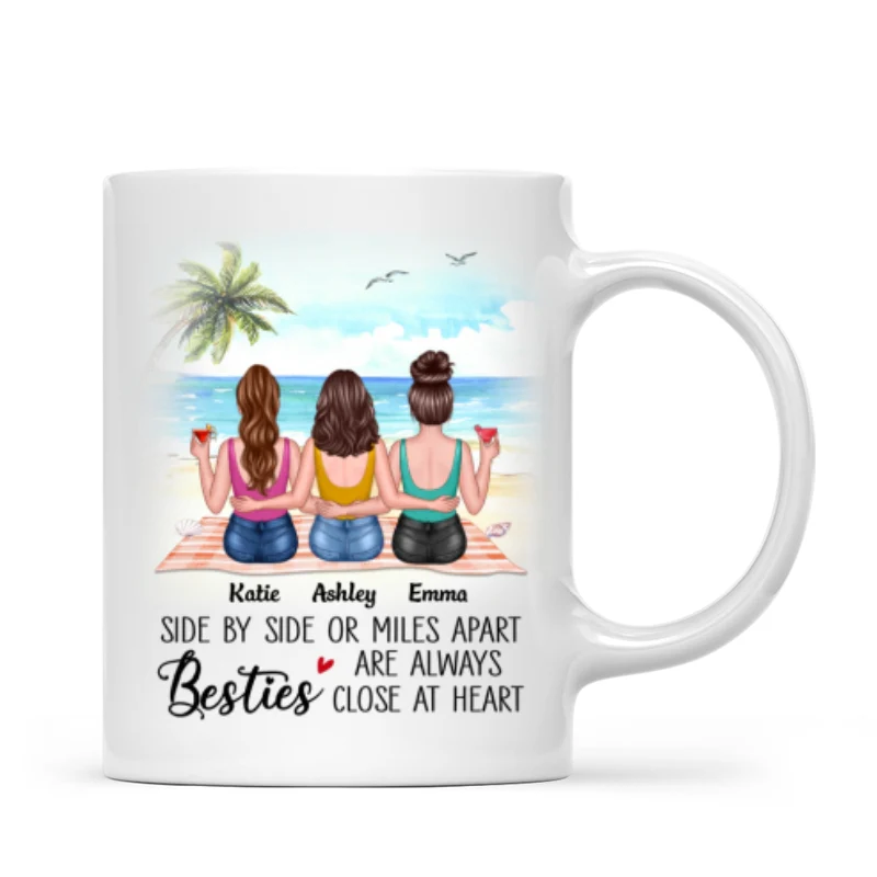 Besties At Heart Besties Sisters Back View Personalized Mug - Image 4