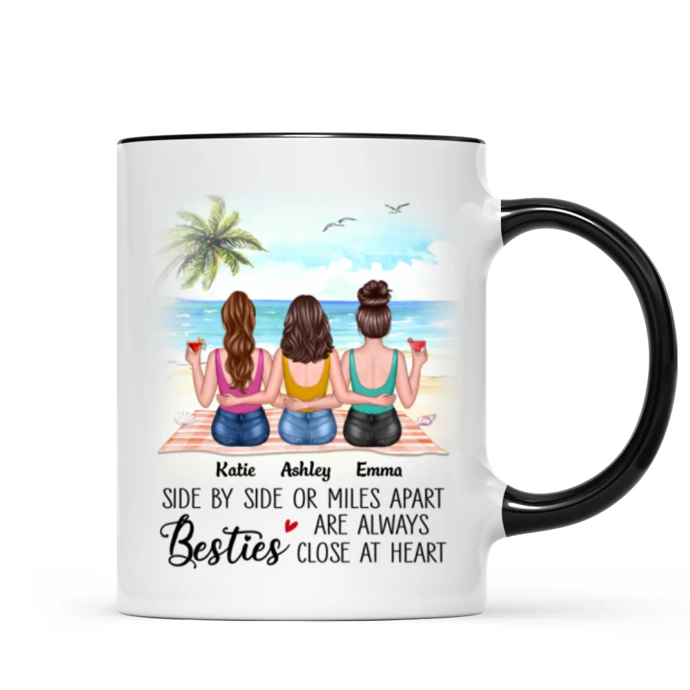 Besties At Heart Besties Sisters Back View Personalized Mug - Image 5