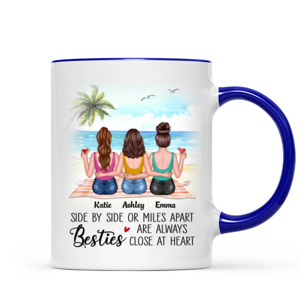 Besties At Heart Besties Sisters Back View Personalized Mug - Image 6