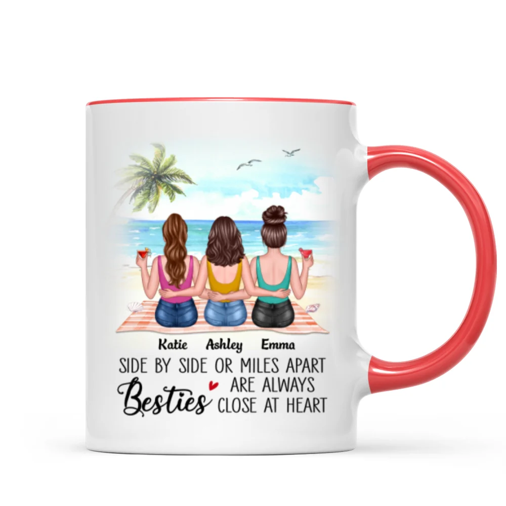 Besties At Heart Besties Sisters Back View Personalized Mug - Image 7