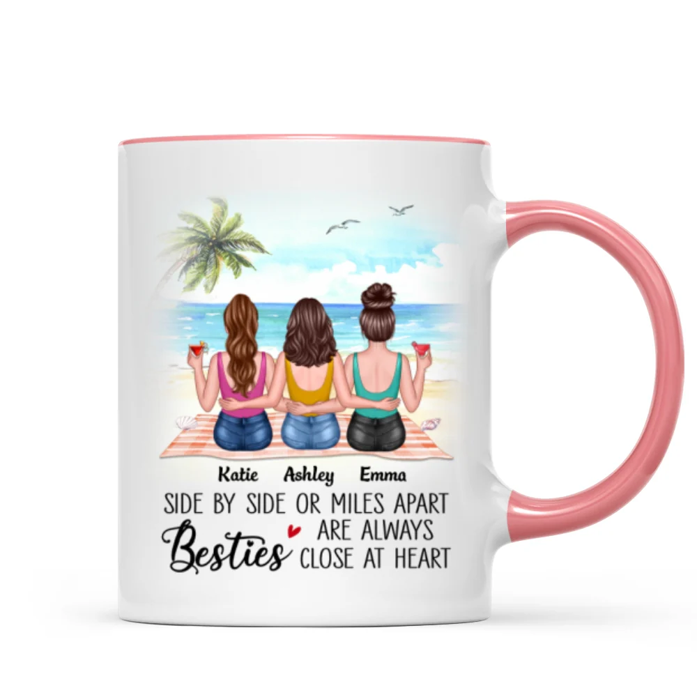 Besties At Heart Besties Sisters Back View Personalized Mug - Image 9