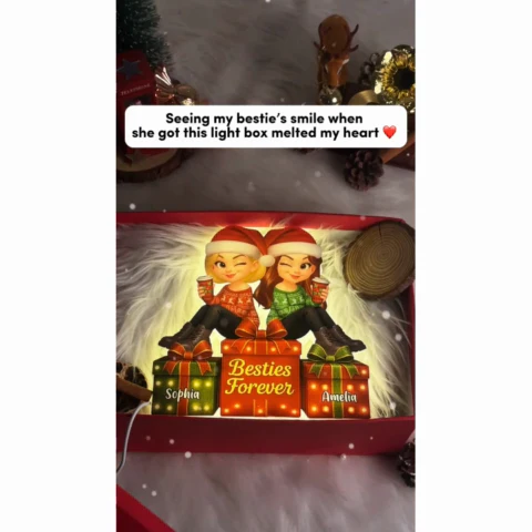 Besties Forever Beautiful Marquee Pattern Effect Christmas Gift Box - Personalized Light Box - Image 2
