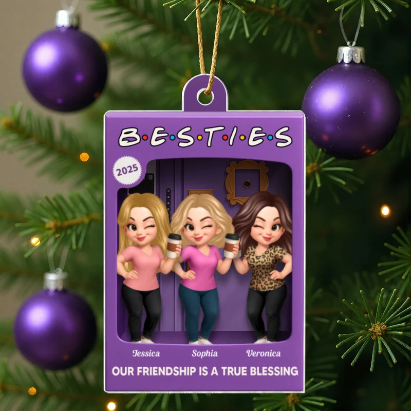 [BUY 2 GET 1 FREE] Besties Personalized Acrylic Ornament - Purple Toy Box Style Christmas Gift - Image 15