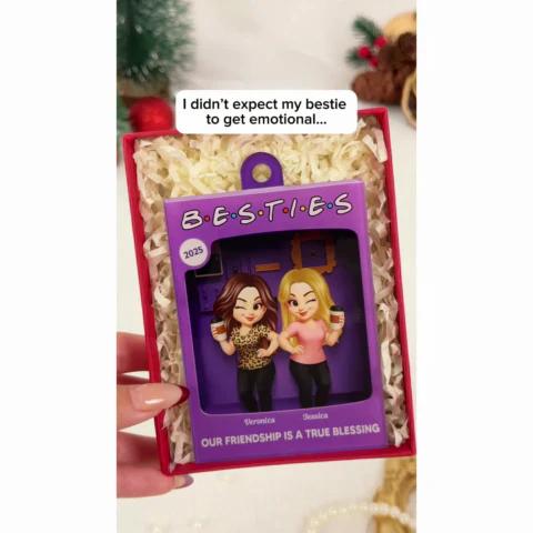 [BUY 2 GET 1 FREE] Besties Personalized Acrylic Ornament - Purple Toy Box Style Christmas Gift - Image 3