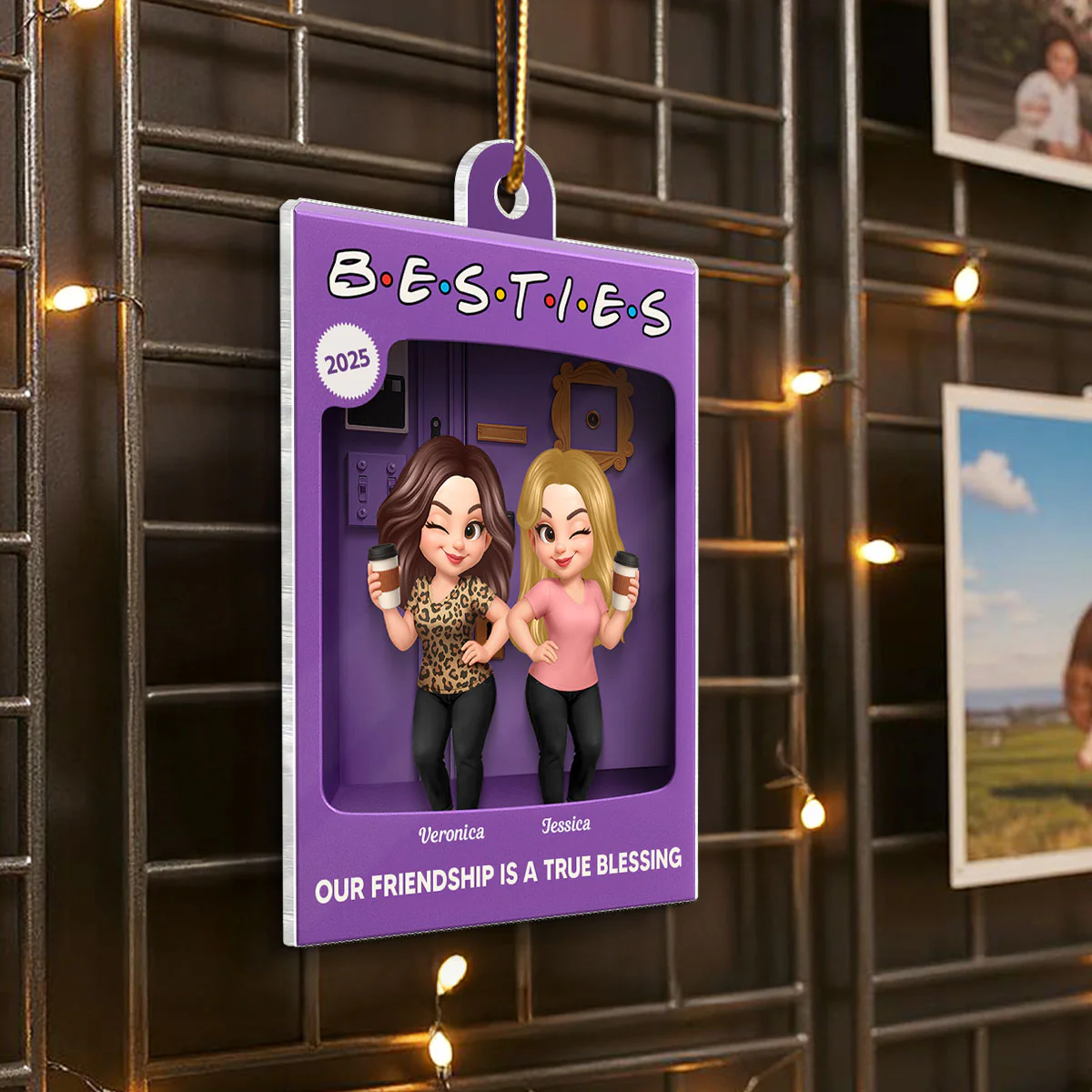 [BUY 2 GET 1 FREE] Besties Personalized Acrylic Ornament - Purple Toy Box Style Christmas Gift - Image 5