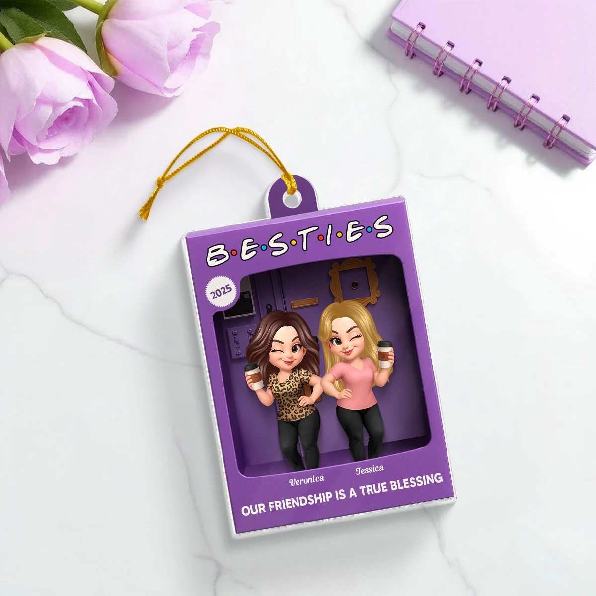 [BUY 2 GET 1 FREE] Besties Personalized Acrylic Ornament - Purple Toy Box Style Christmas Gift - Image 7