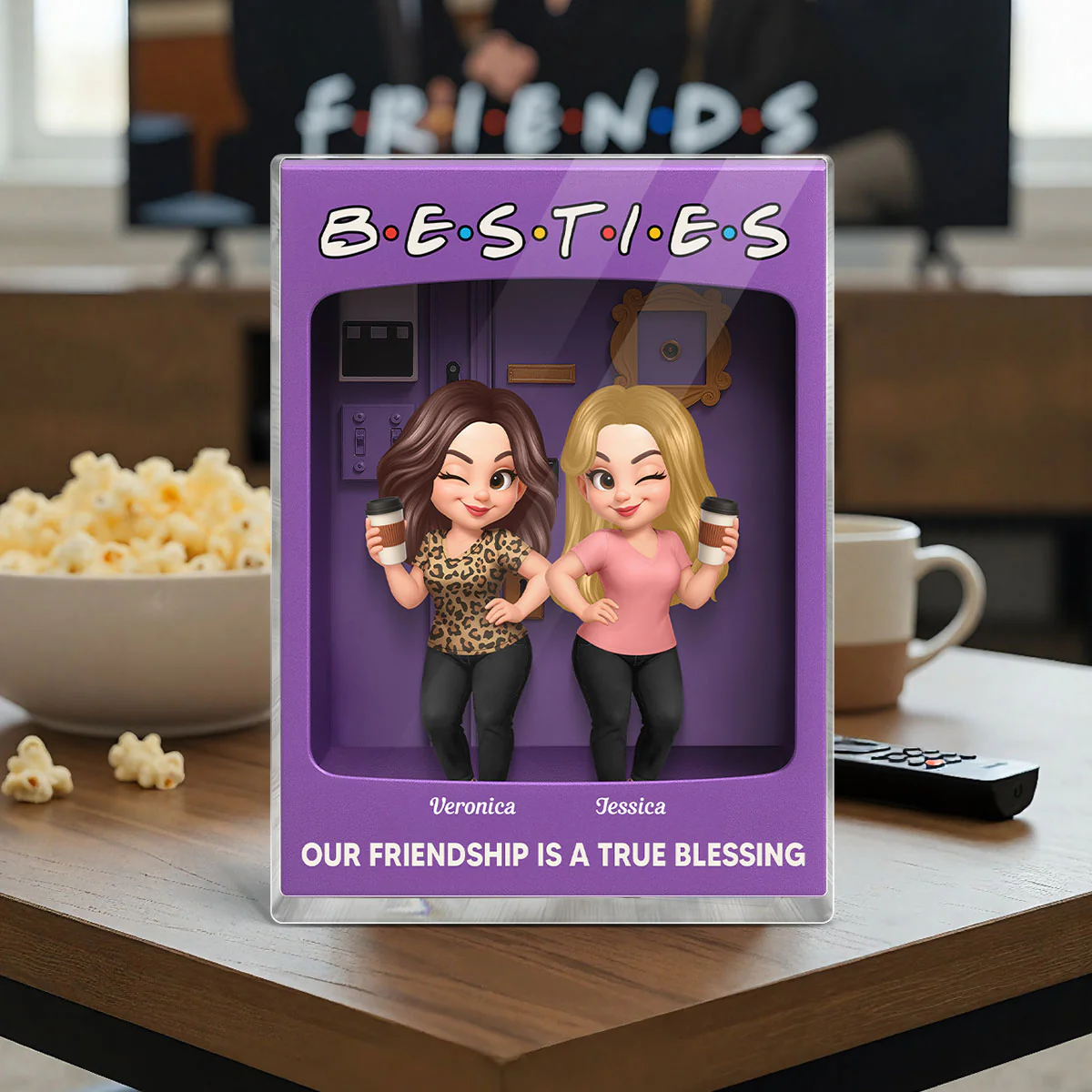 Besties Forever Best Friends Purple Toy Box Style Personalized Acrylic Block Plaque, Friendship Gift For Besties - Image 10