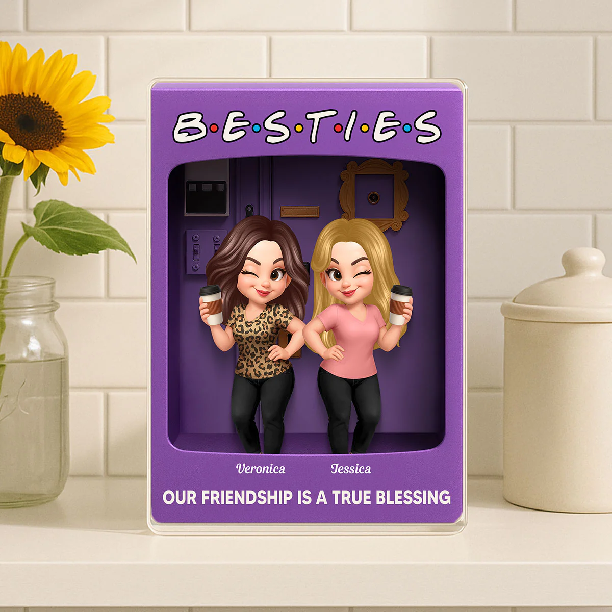 Besties Forever Best Friends Purple Toy Box Style Personalized Acrylic Block Plaque, Friendship Gift For Besties - Image 12