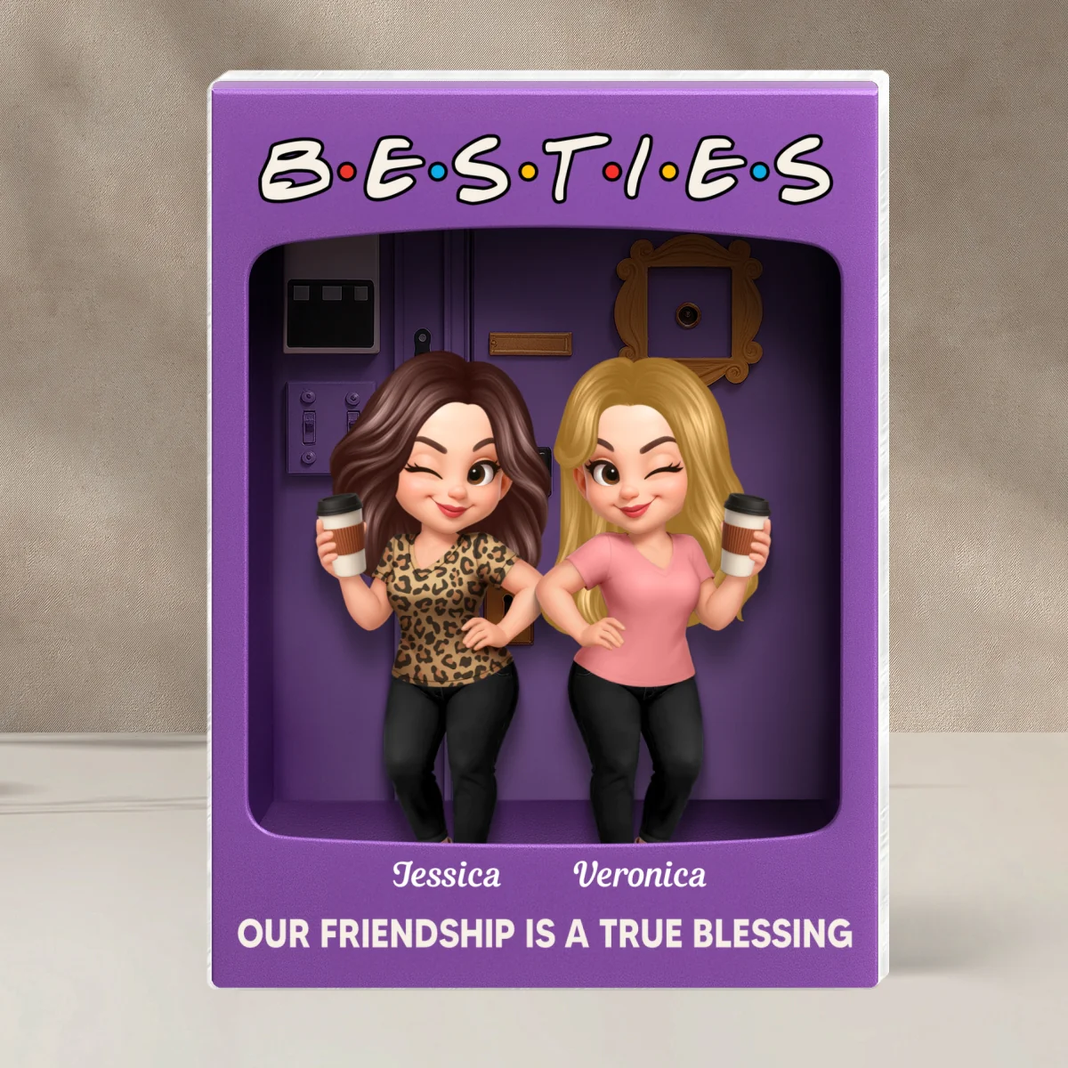 Besties Forever Best Friends Purple Toy Box Style Personalized Acrylic Block Plaque, Friendship Gift For Besties - Image 13
