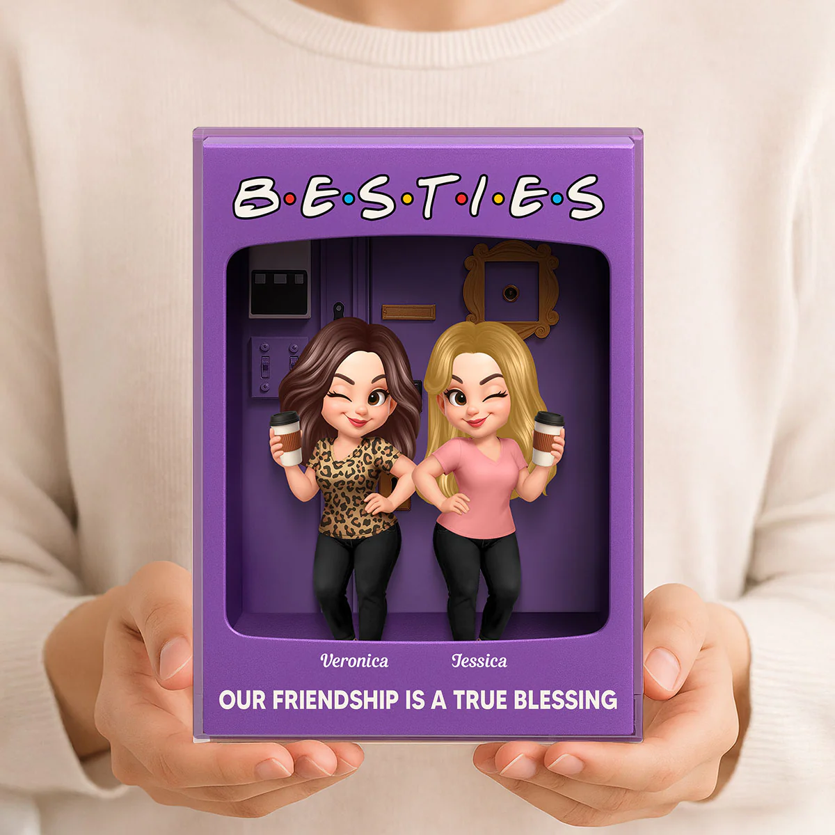 Besties Forever Best Friends Purple Toy Box Style Personalized Acrylic Block Plaque, Friendship Gift For Besties - Image 2