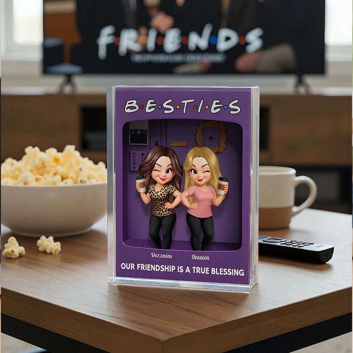 Besties Forever Best Friends Purple Toy Box Style Personalized Acrylic Block Plaque, Friendship Gift For Besties - Image 5