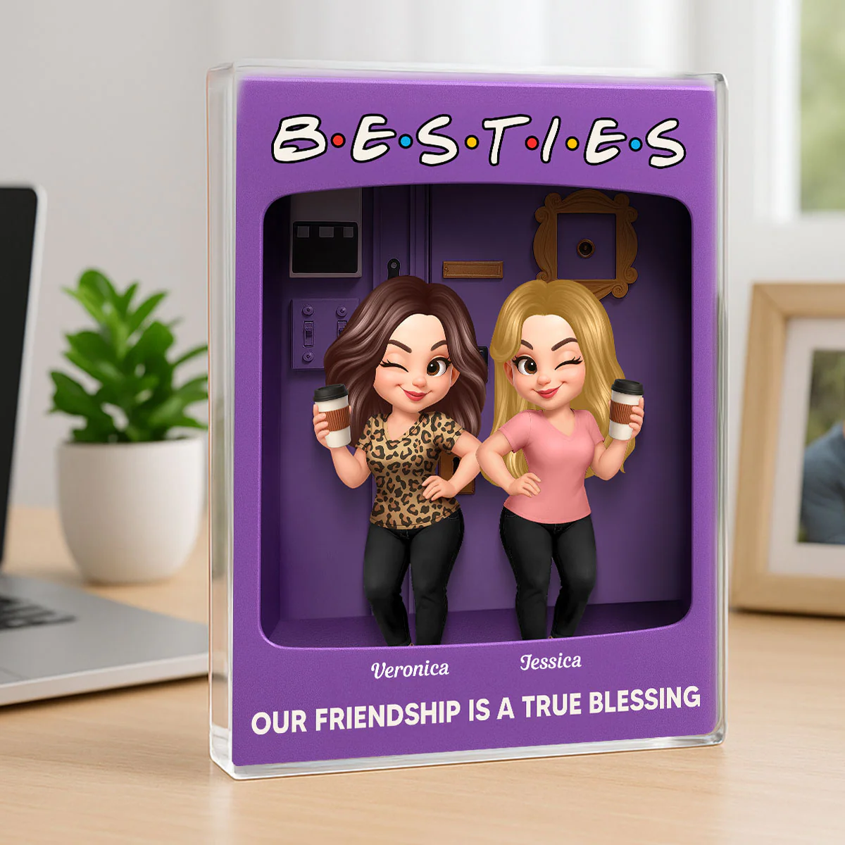 Besties Forever Best Friends Purple Toy Box Style Personalized Acrylic Block Plaque, Friendship Gift For Besties - Image 7