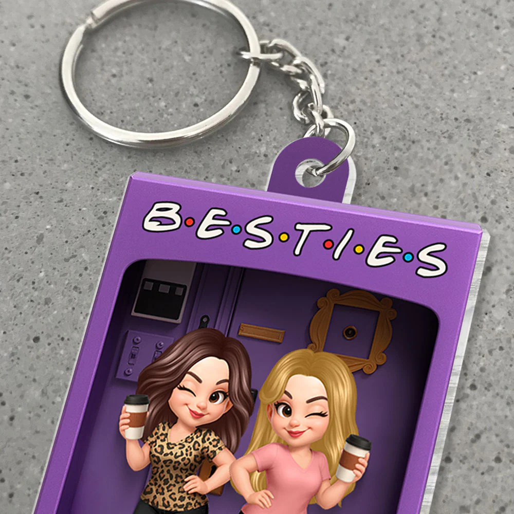 Besties Forever Best Friends Purple Toy Box Style - Personalized Acrylic Keychain - Friendship Gift For Besties - Image 6