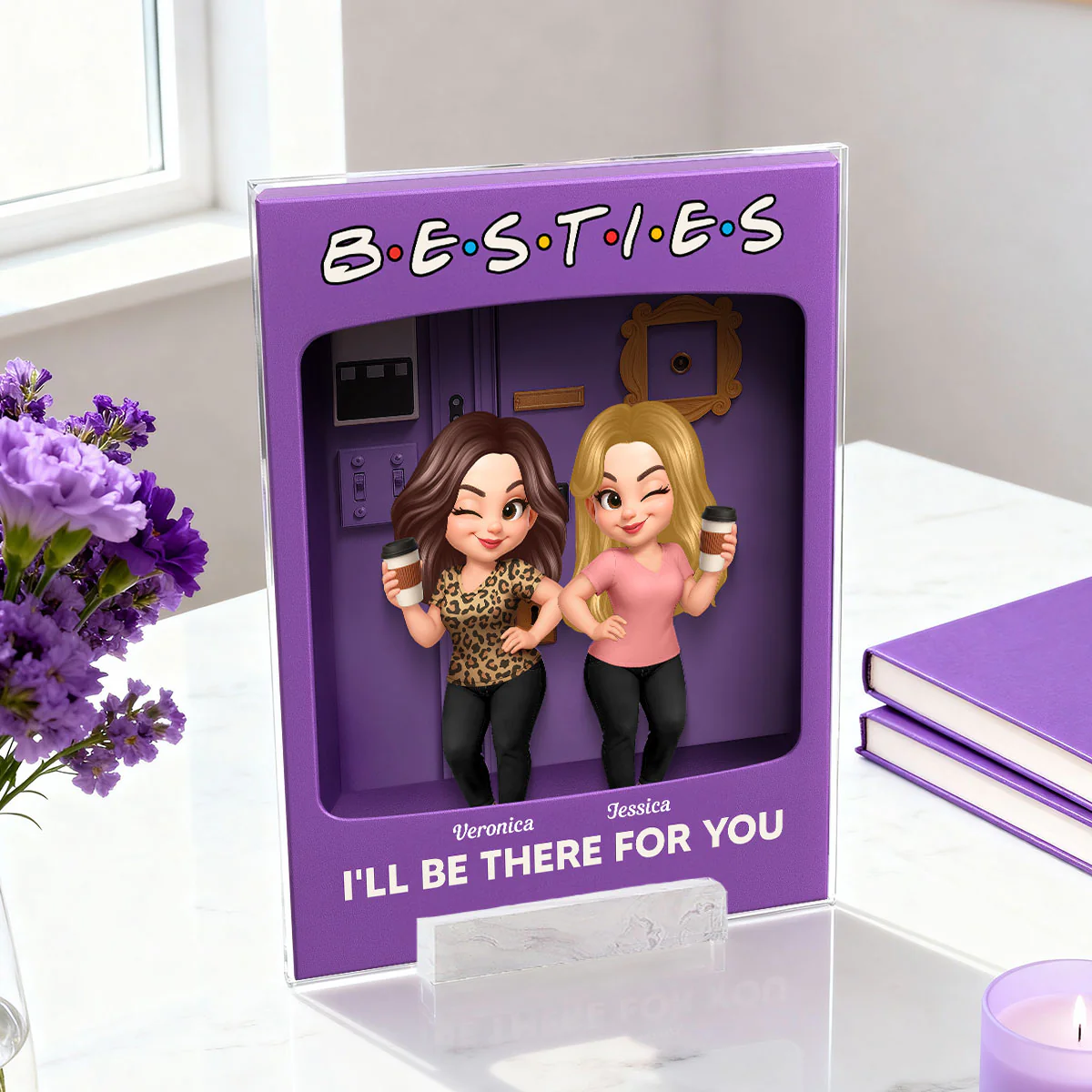 Besties Forever Best Friends Purple Toy Box Style - Personalized Acrylic Plaque - Friendship Gift For Besties - Image 12