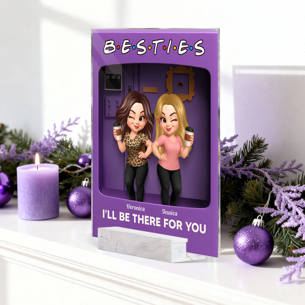 Besties Forever Best Friends Purple Toy Box Style - Personalized Acrylic Plaque - Friendship Gift For Besties - Image 5