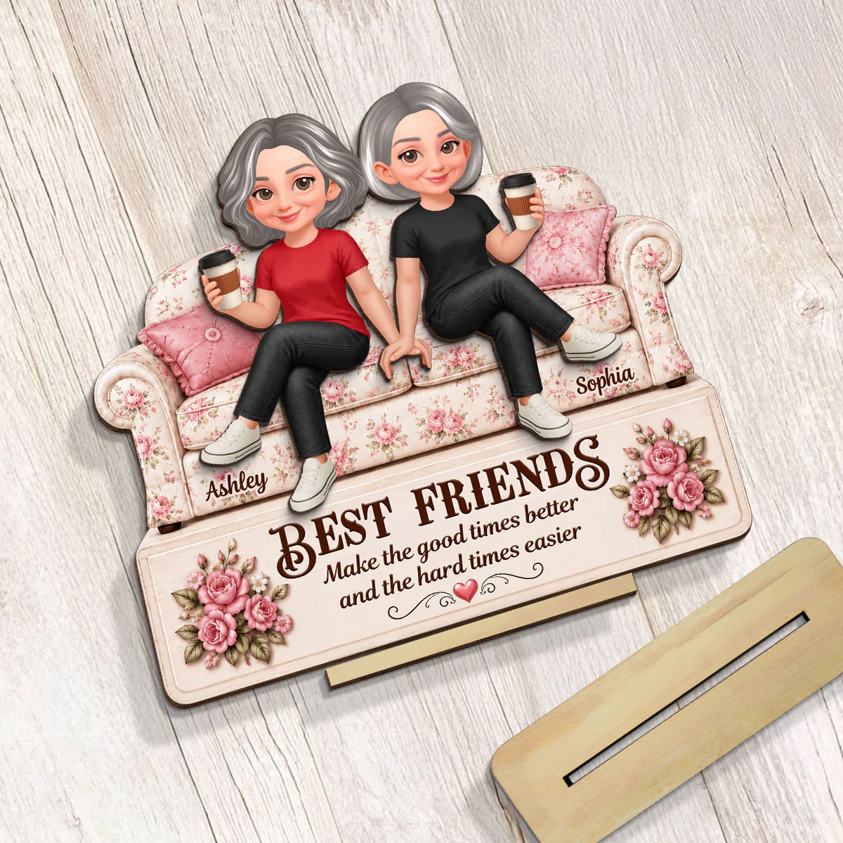 Besties Forever Best Memories Together - Personalized 2-Layered Wooden Plaque - Birthday Gift, Gift For Best Friends - Image 5