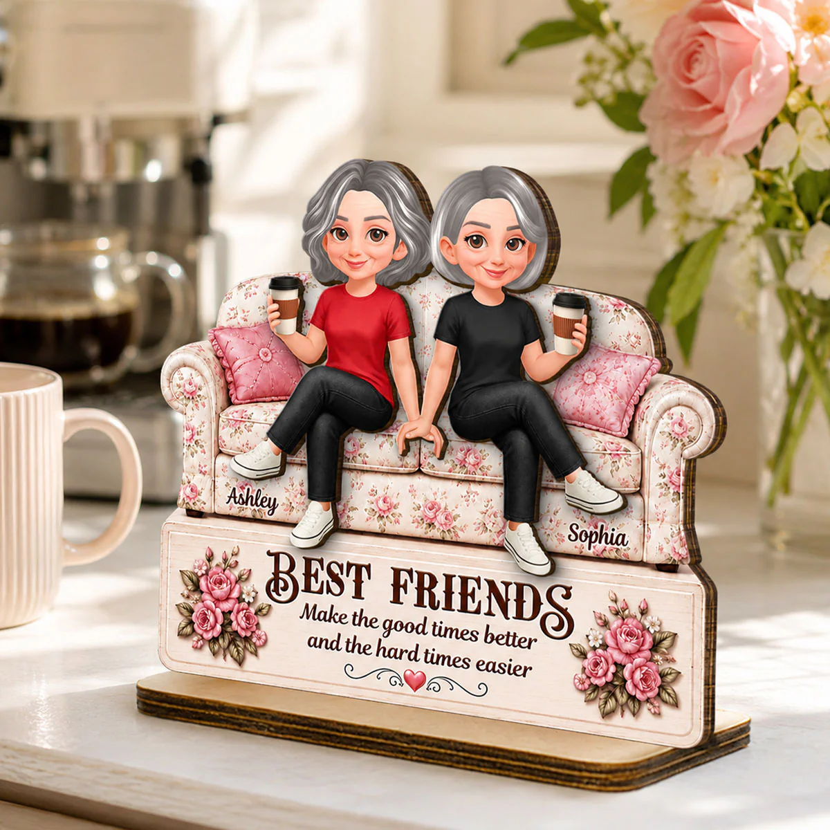 Besties Forever Best Memories Together - Personalized 2-Layered Wooden Plaque - Birthday Gift, Gift For Best Friends - Image 6