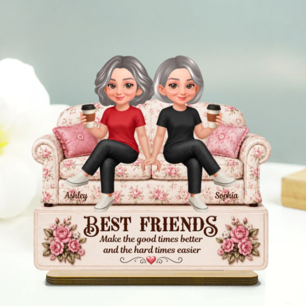 Besties Forever Best Memories Together - Personalized 2-Layered Wooden Plaque - Birthday Gift, Gift For Best Friends - Image 8