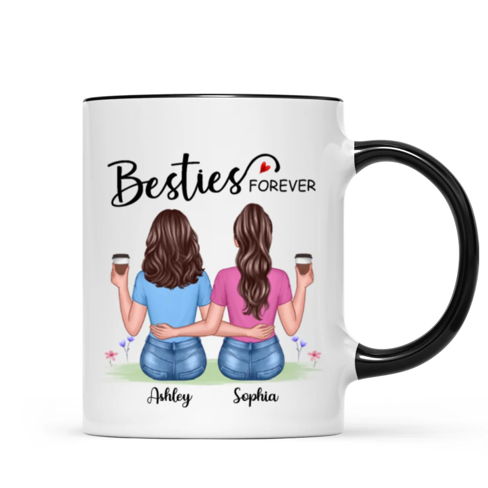 Besties Forever Besties Sisters Back View Personalized Mug - Image 5