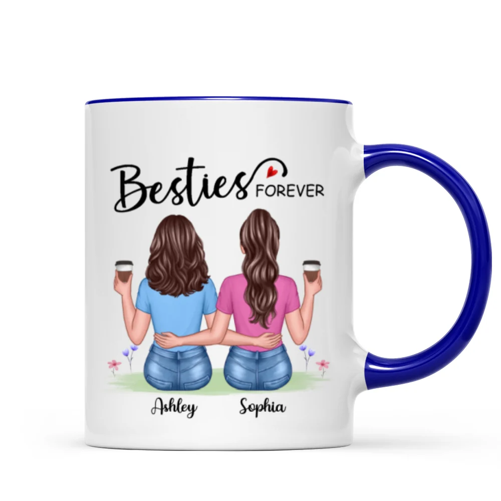 Besties Forever Besties Sisters Back View Personalized Mug - Image 6