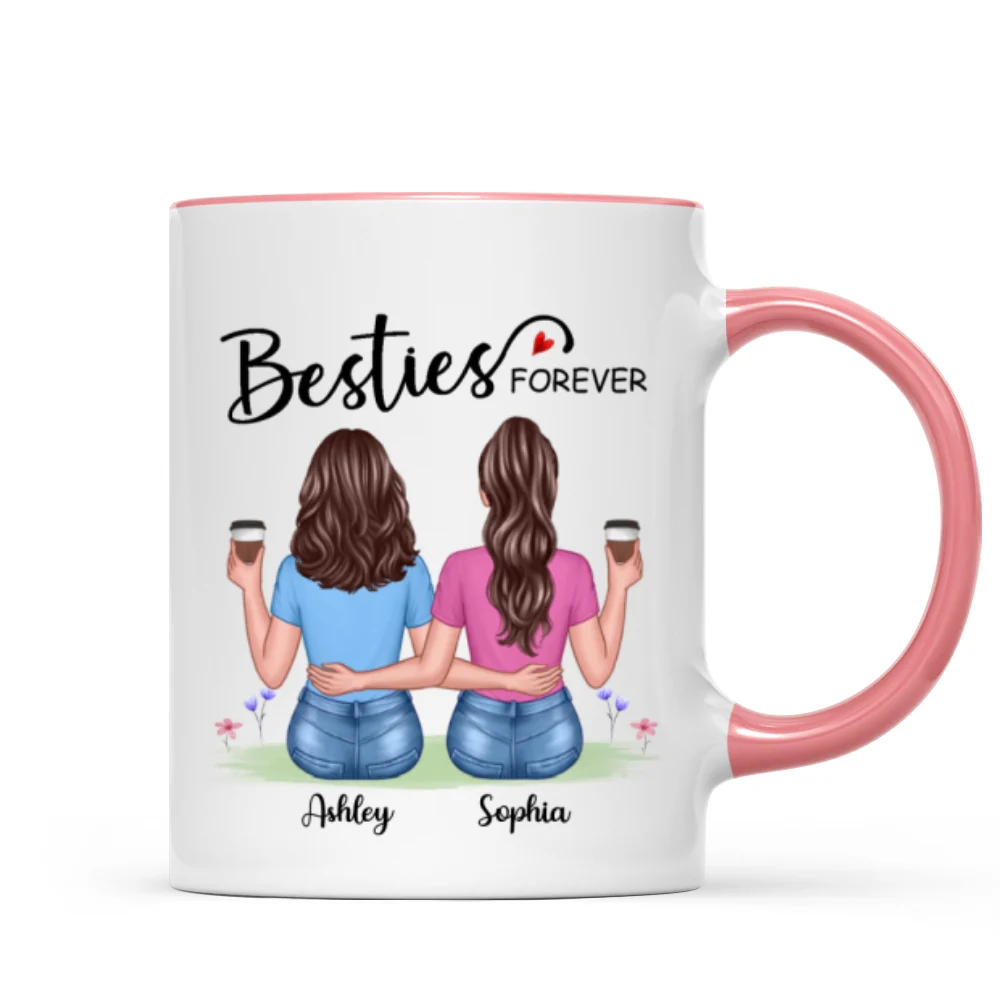Besties Forever Besties Sisters Back View Personalized Mug - Image 9