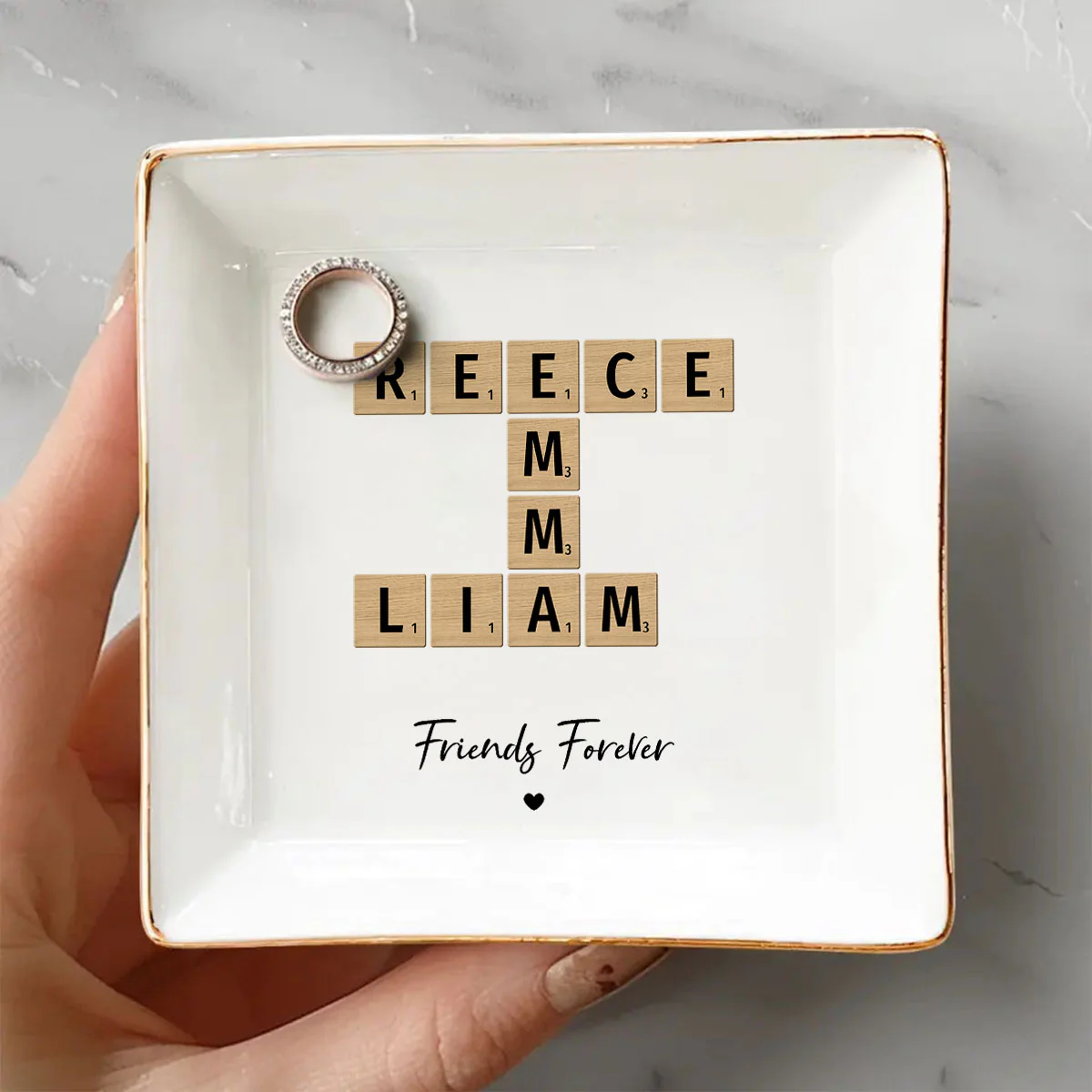Besties Forever Crossword Art Personalized Jewelry Dish, Created In A Moment, Treasured Forever - Image 3
