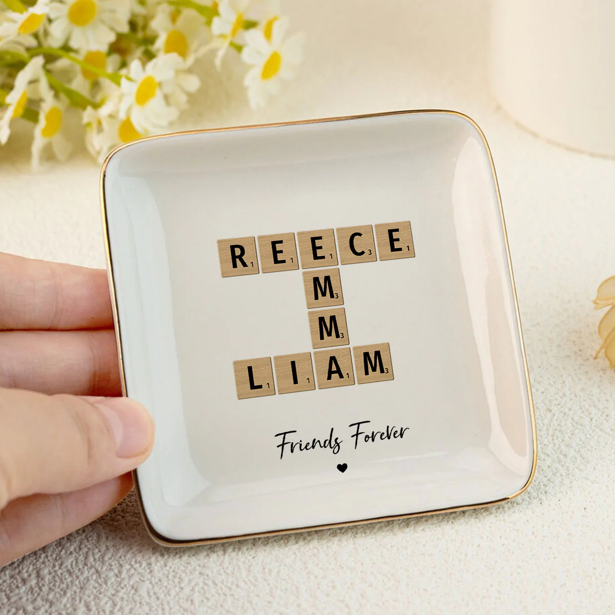 Besties Forever Crossword Art Personalized Jewelry Dish, Created In A Moment, Treasured Forever - Image 4