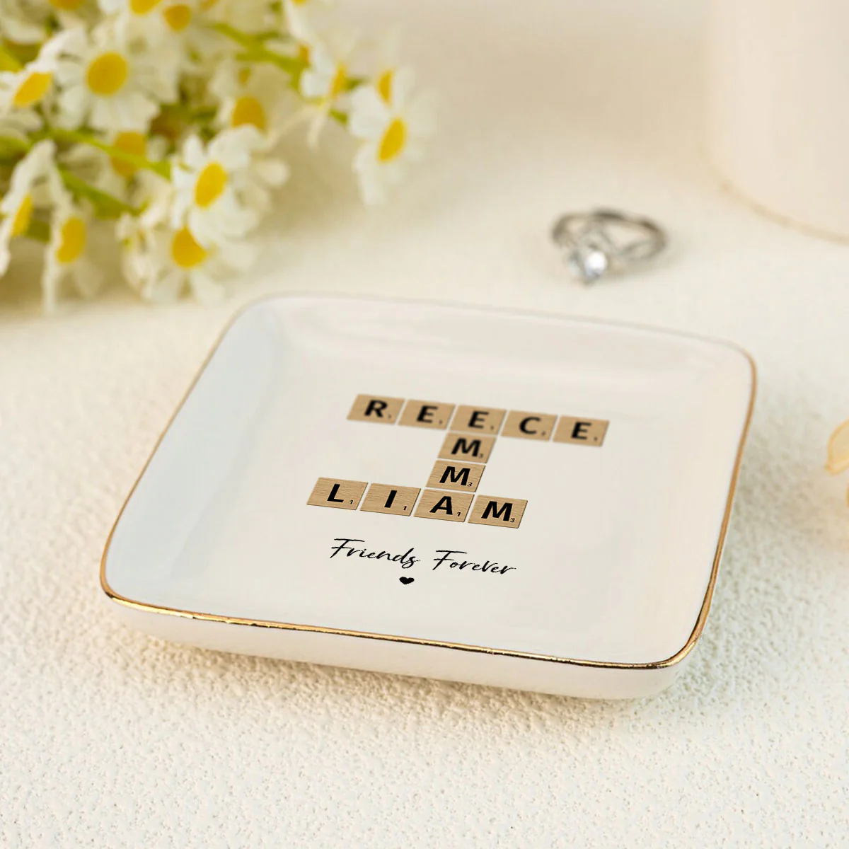 Besties Forever Crossword Art Personalized Jewelry Dish, Created In A Moment, Treasured Forever - Image 5
