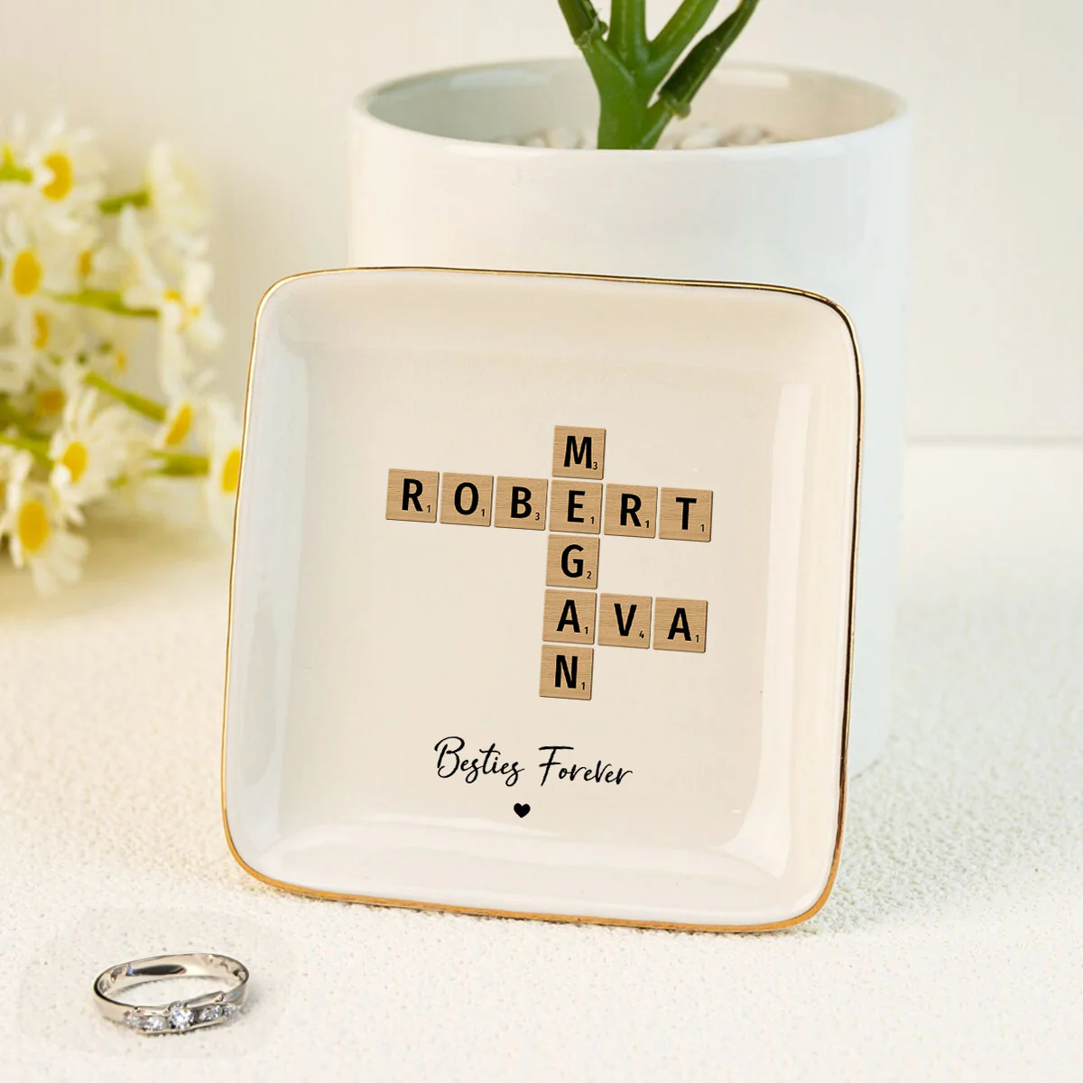 Besties Forever Crossword Art Personalized Jewelry Dish, Created In A Moment, Treasured Forever - Image 6